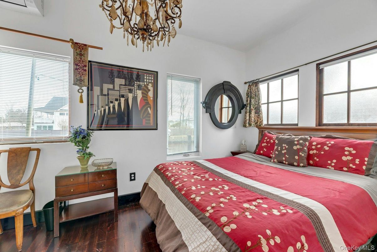 Bedroom, Chandelier, Interior, Wood Texture Flooring