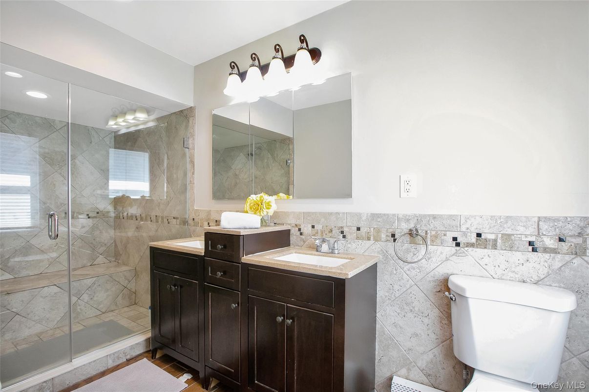 Bathroom, Dual Sink Vanities, Glass Shower, Interior, Recessed Lighting