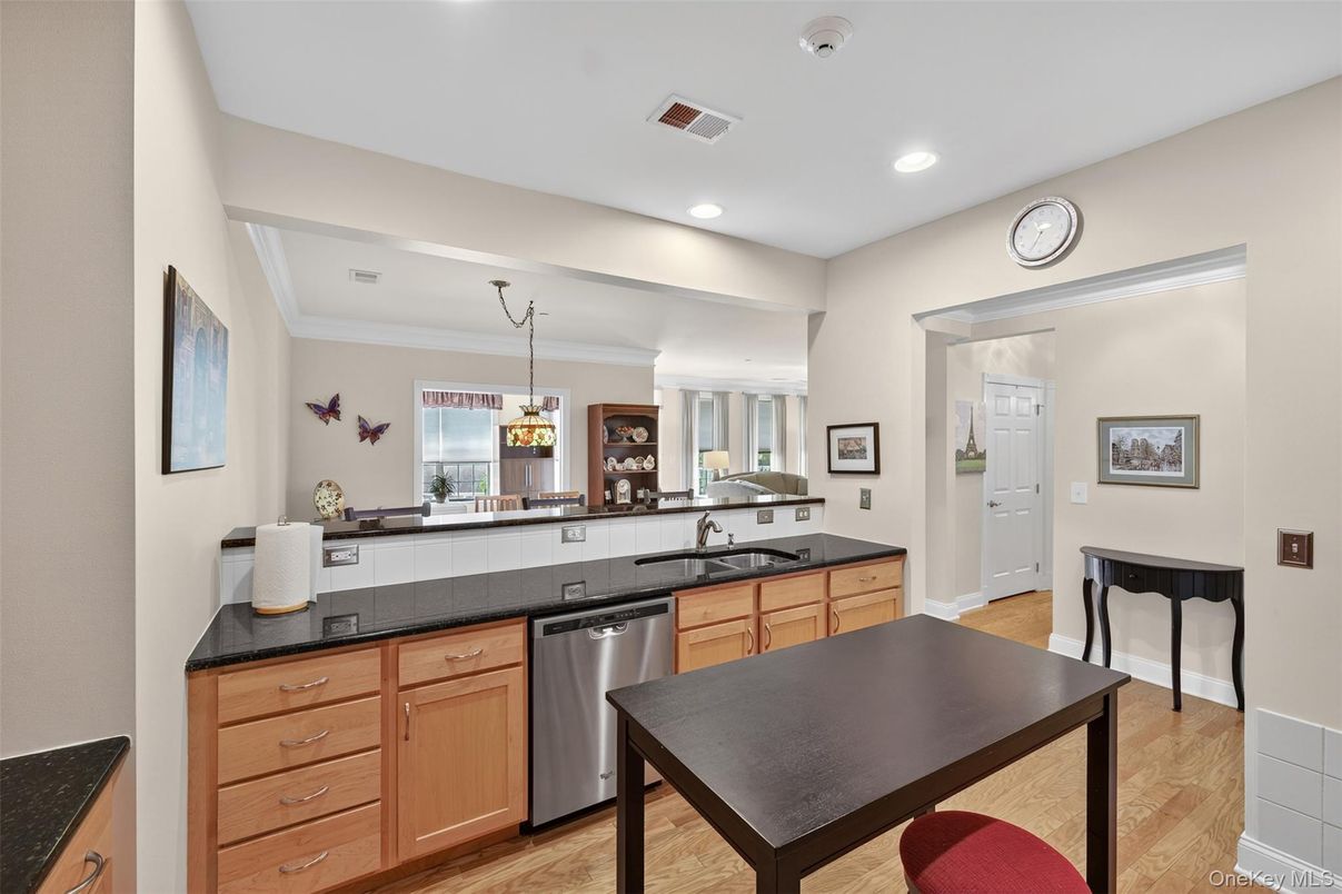 Interior, Kitchen, Pendant Lights, Recessed Lighting, Wood Texture Flooring