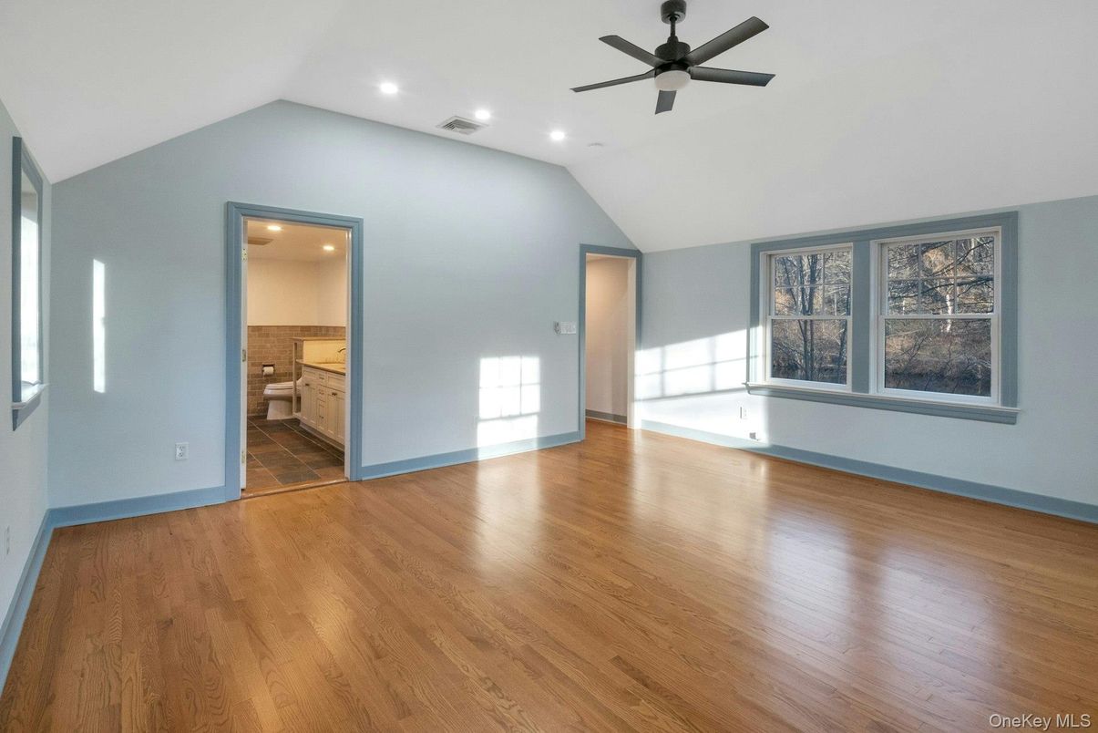 Bathroom, Empty room, Interior, Recessed Lighting, Wood Texture Flooring