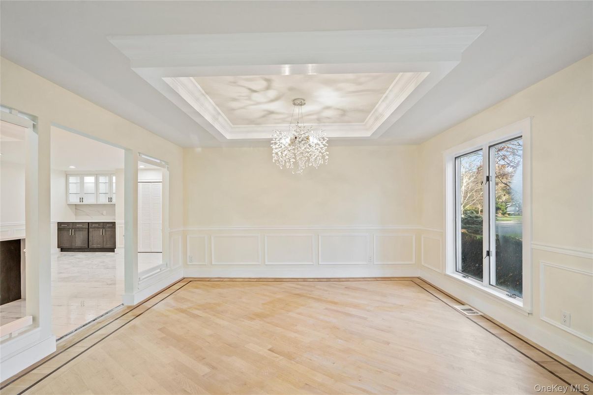 Chandelier, Empty room, Interior, Wood Texture Flooring