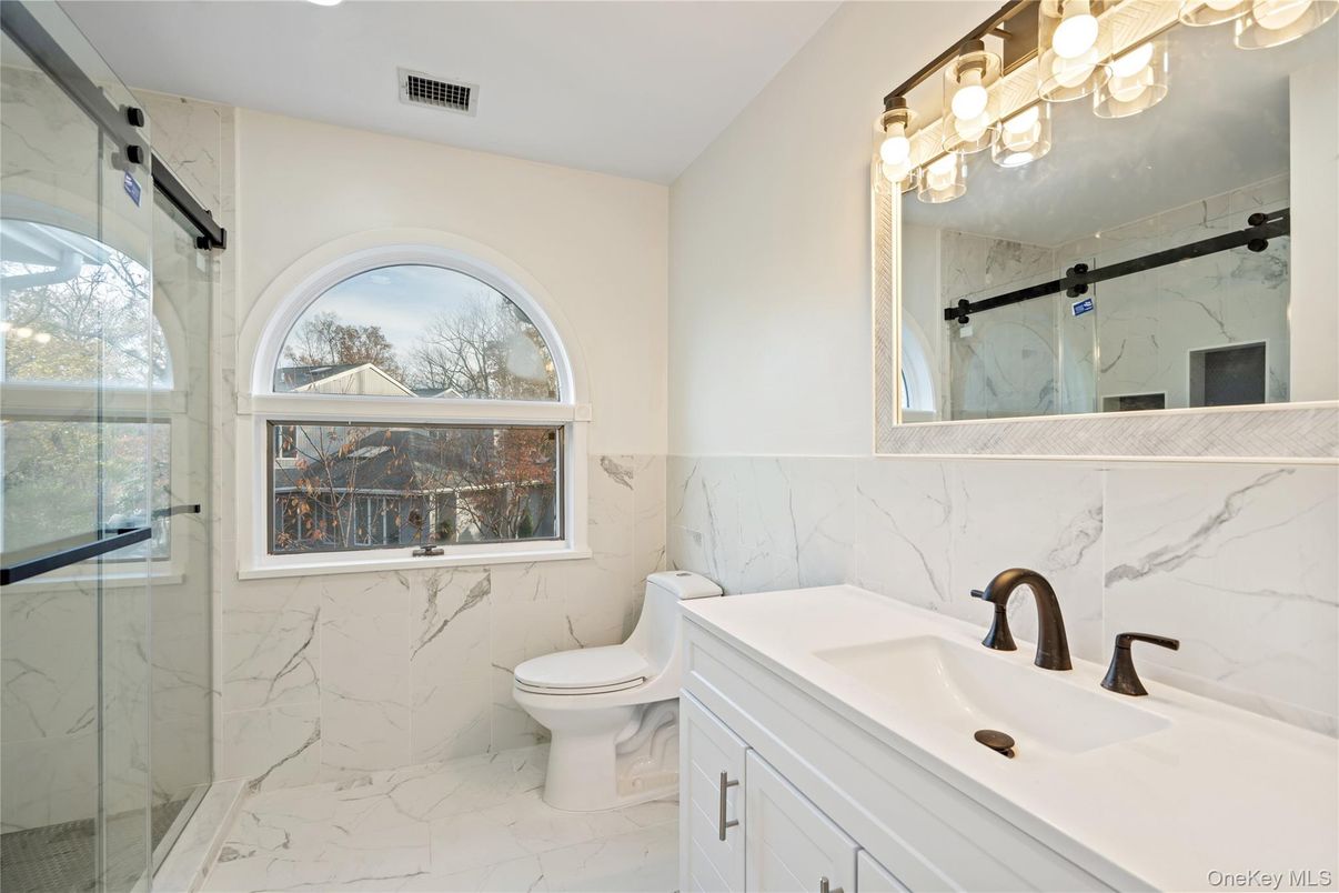 Bathroom, Glass Shower, Interior, Marble, Marble Walls