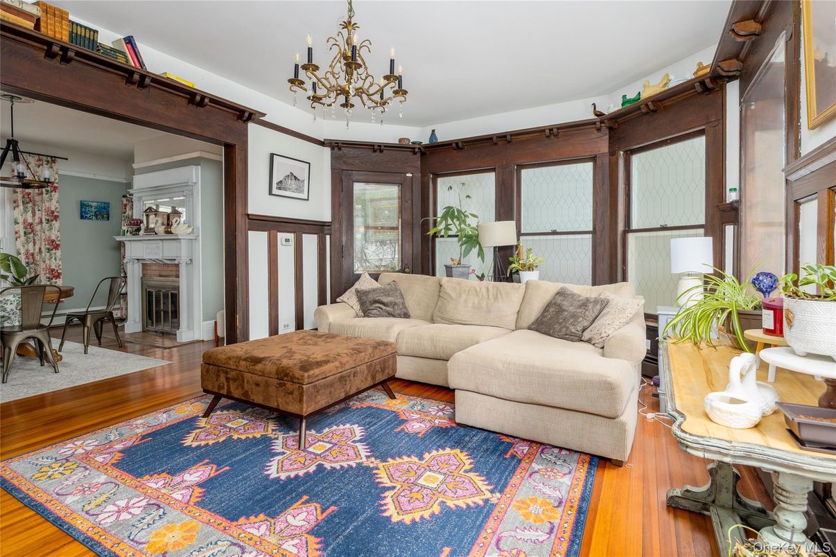 Chandelier, Fireplace, Interior, Living room, Wood Texture Flooring