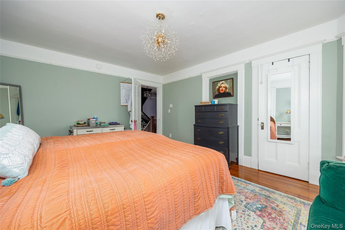 Bedroom, Chandelier, Interior, Wood Texture Flooring