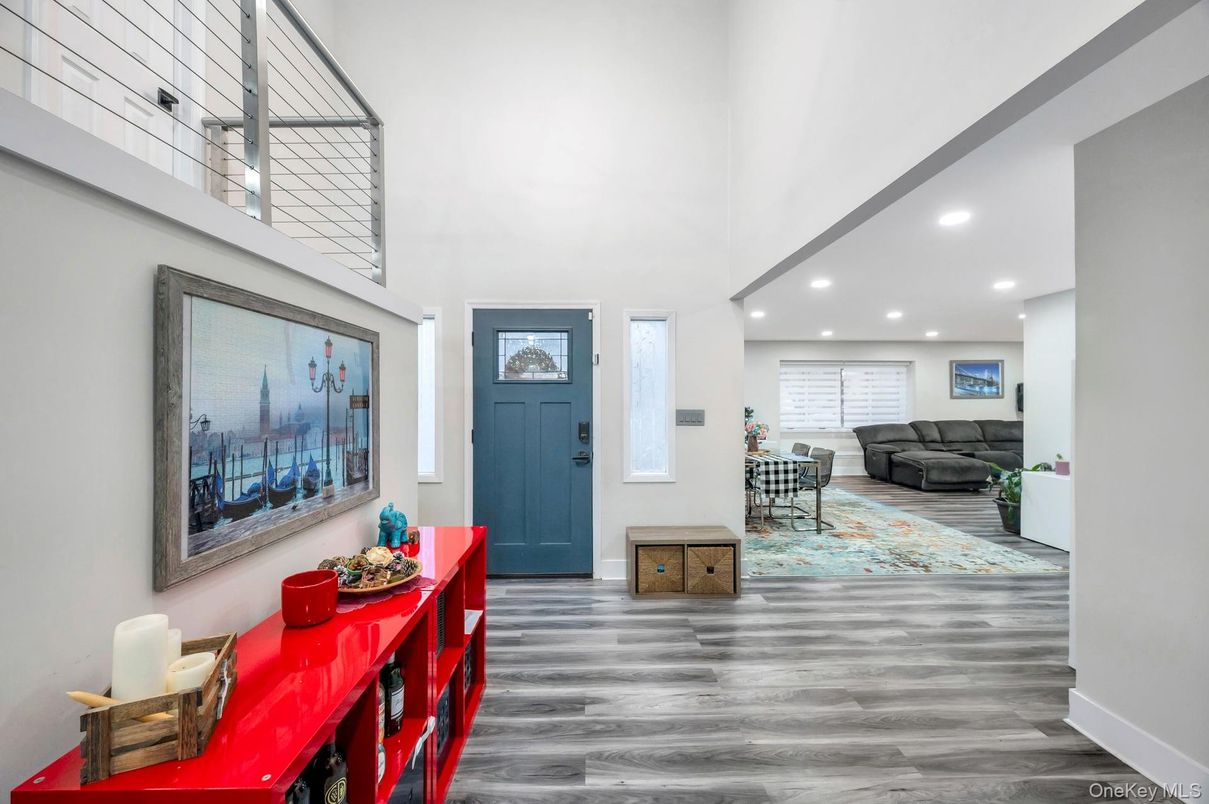 Dining room, Interior, Living room, Recessed Lighting, Wood Texture Flooring