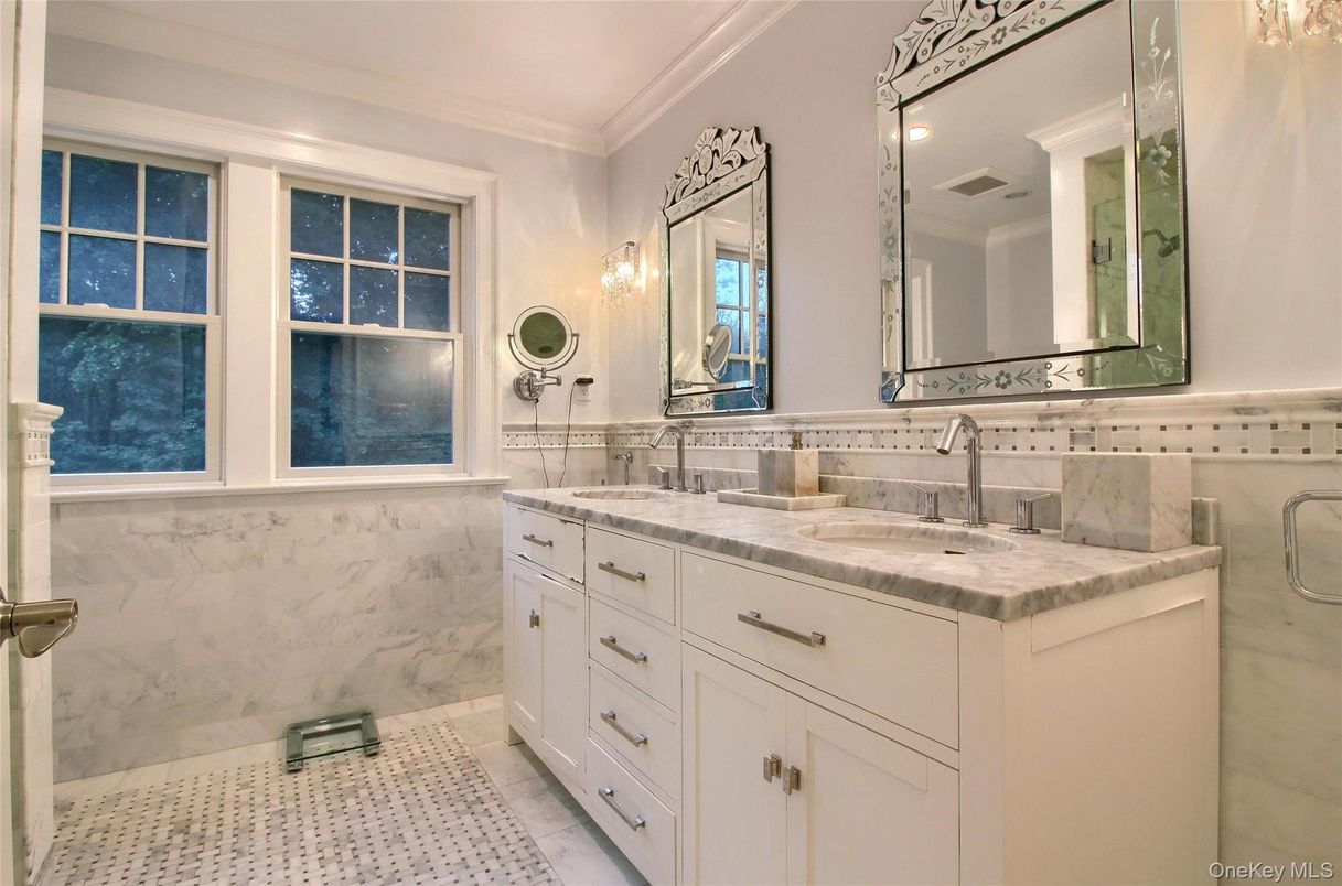 Bathroom, Dual Sink Vanities, Interior, Marble Walls