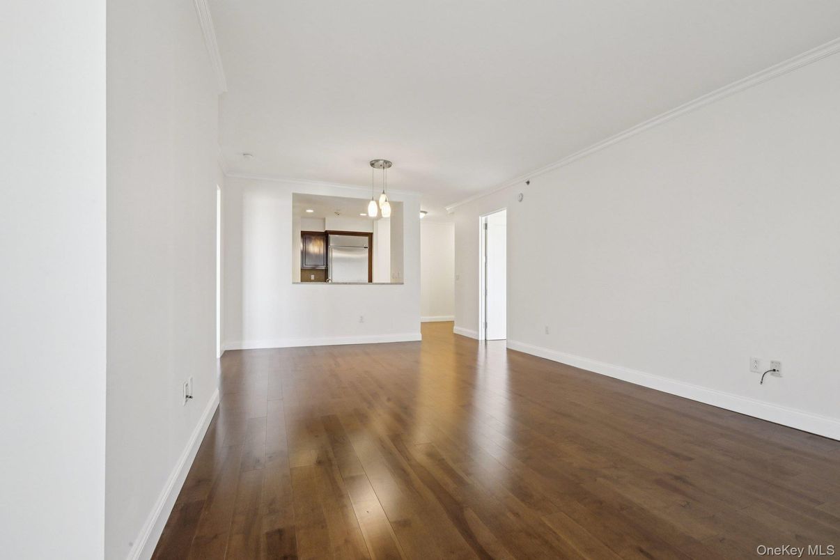 Empty room, Interior, Pendant Lights, Wood Texture Flooring