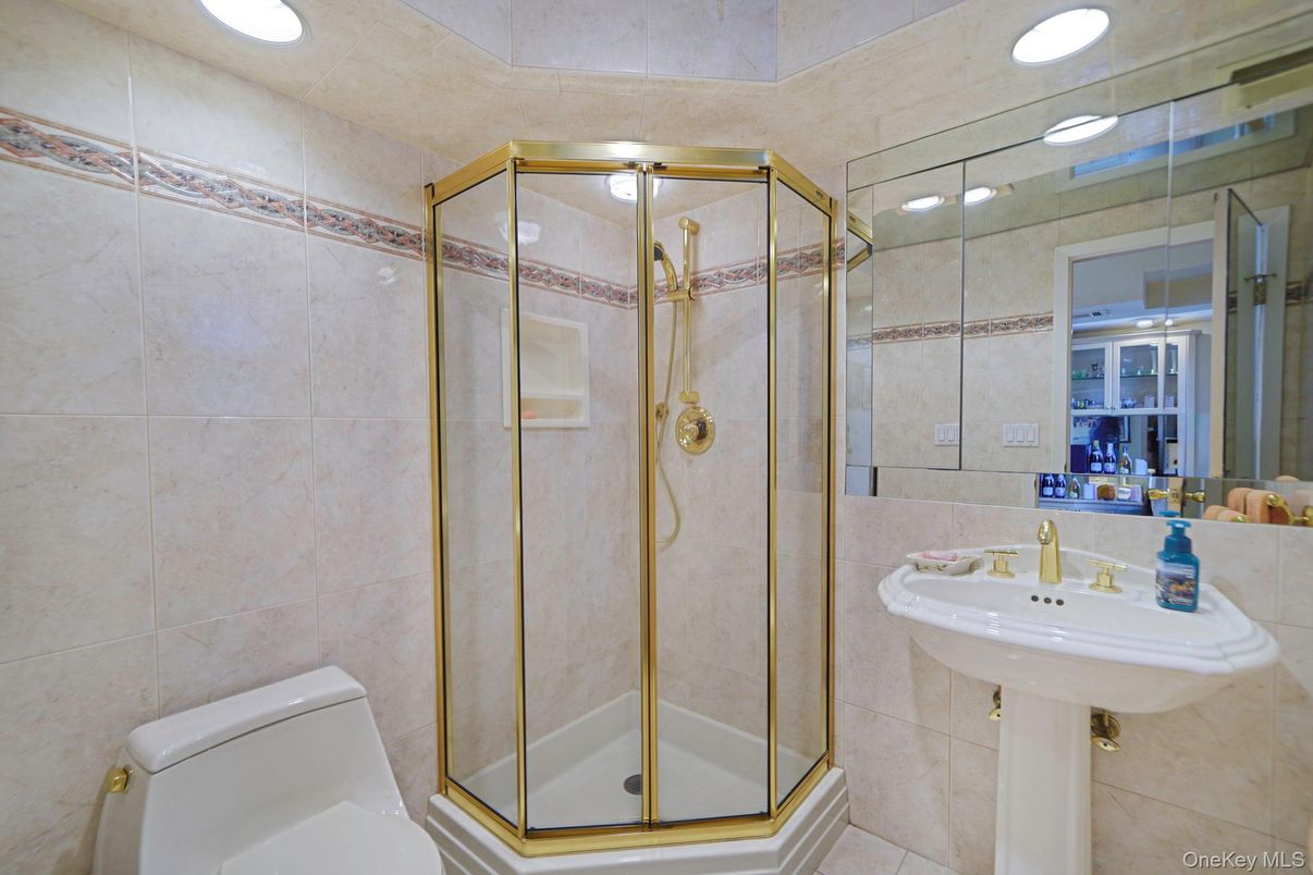 Bathroom, Glass Shower, Interior, Recessed Lighting
