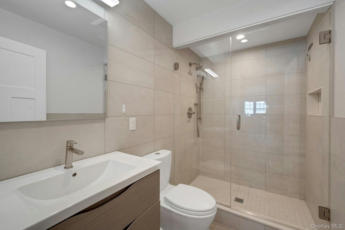 Bathroom, Glass Shower, Interior, Recessed Lighting
