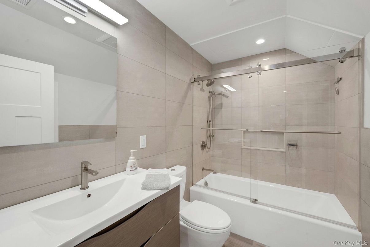 Bathroom, Glass Shower, Interior, Recessed Lighting