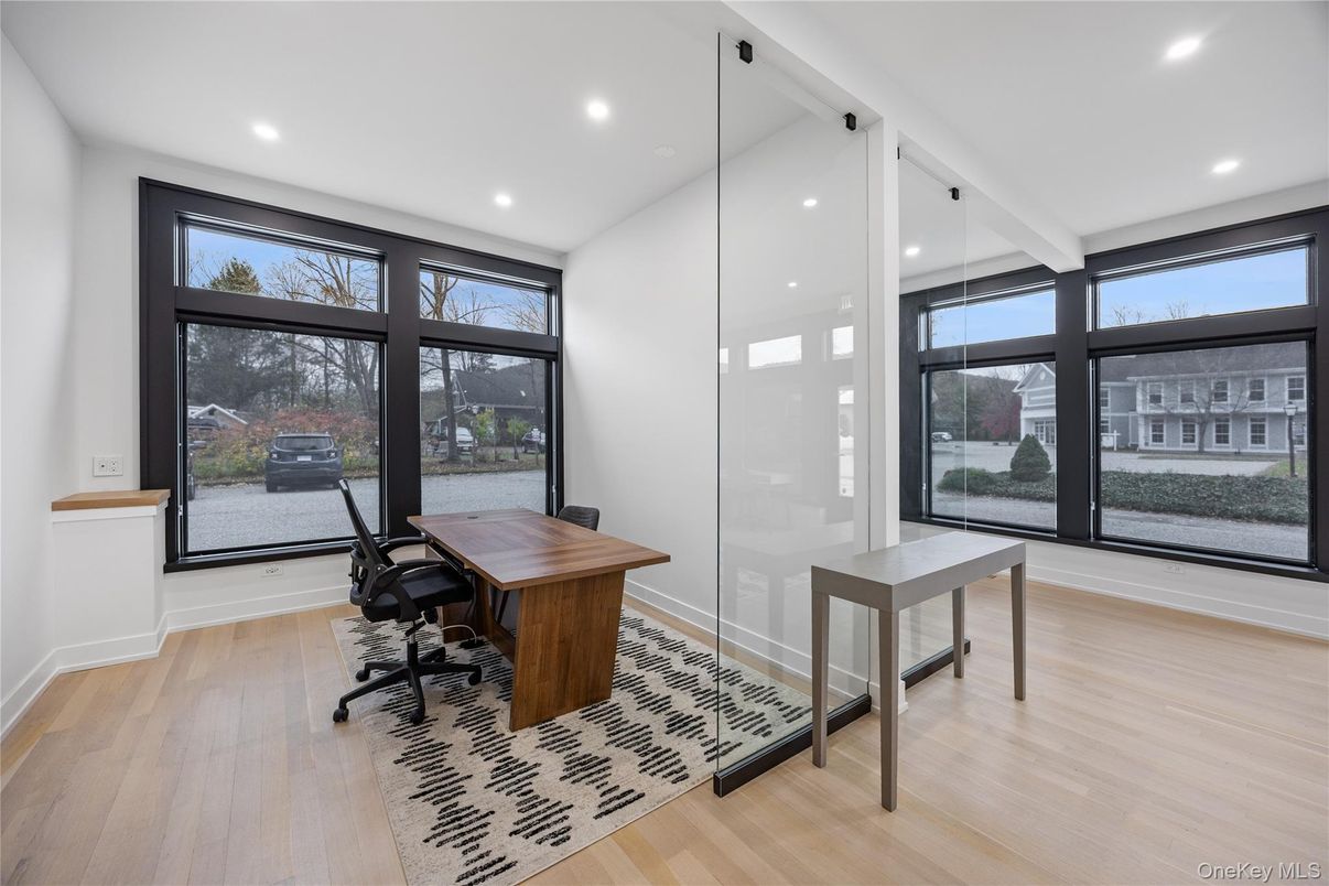 Home Office, Interior, Recessed Lighting, Wood Texture Flooring
