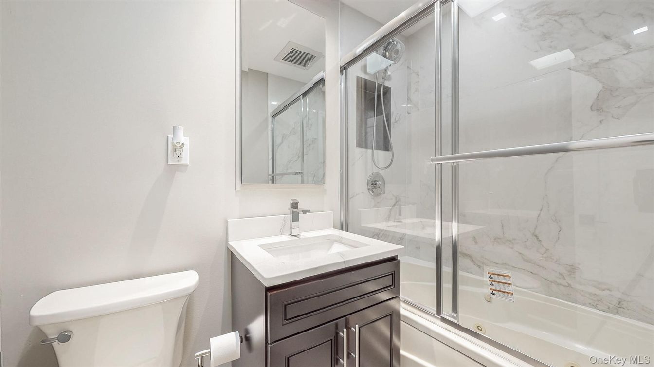 Bathroom, Glass Shower, Interior, Marble Walls, Recessed Lighting