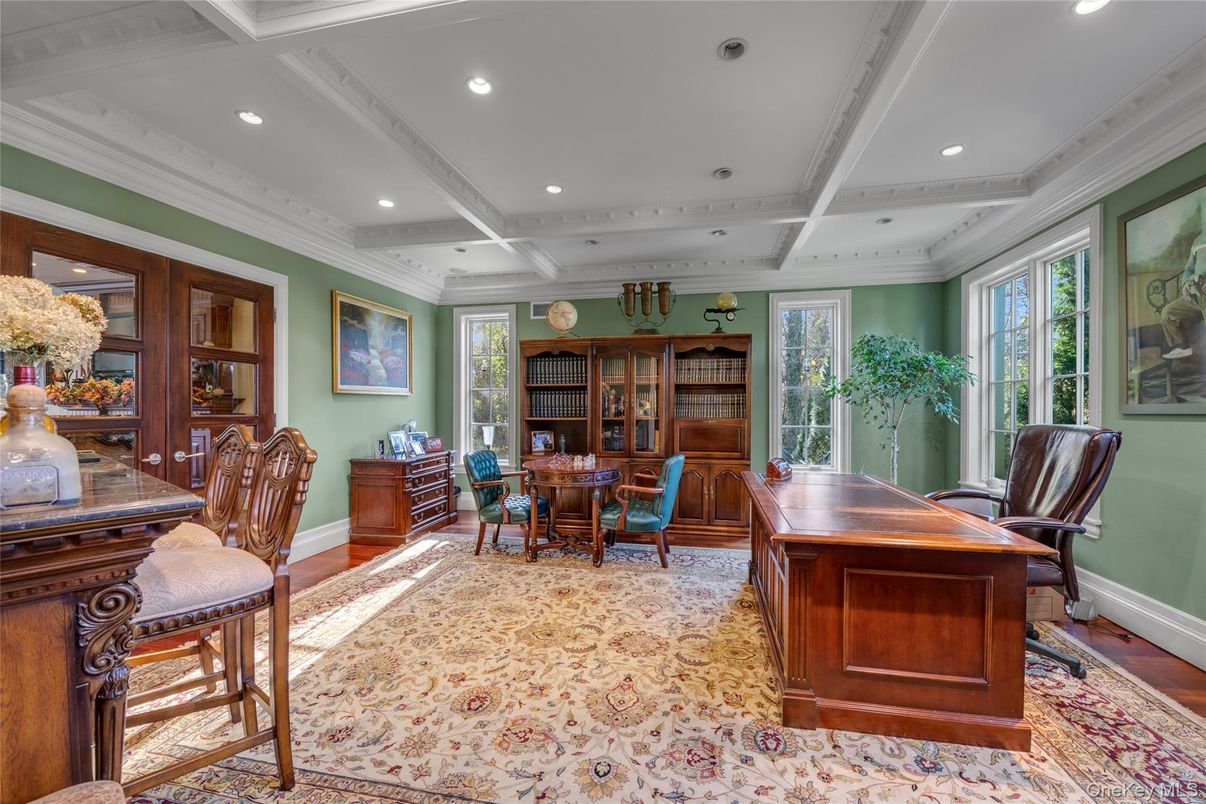 Home Office, Interior, Recessed Lighting, Wood Texture Flooring