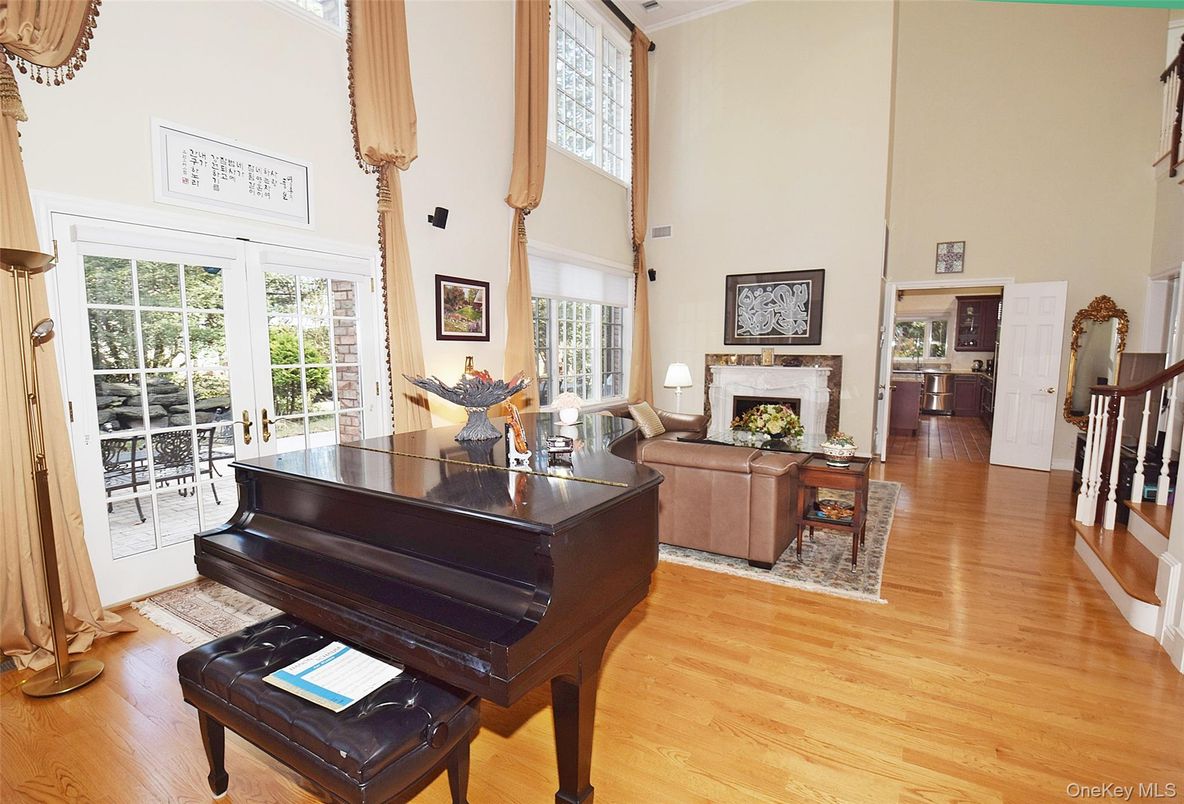 Fireplace, Interior, Living room, Piano, Wood Texture Flooring