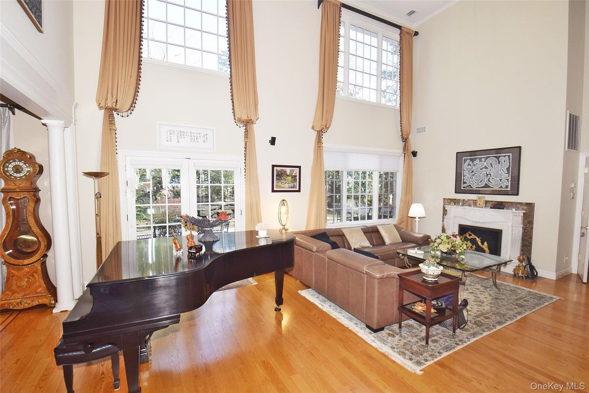 Fireplace, Interior, Living room, Piano, Wood Texture Flooring