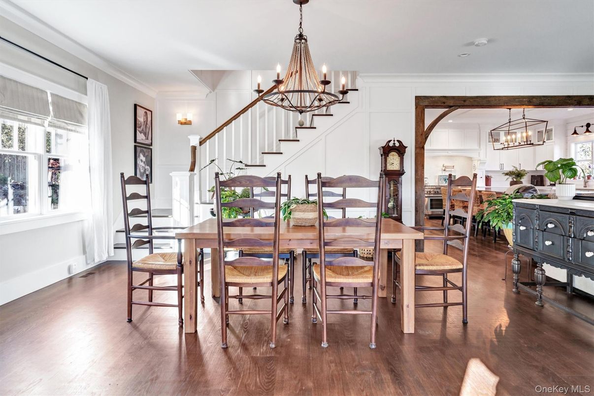 Chandelier, Dining room, Interior, Pendant Lights, Wood Texture Flooring