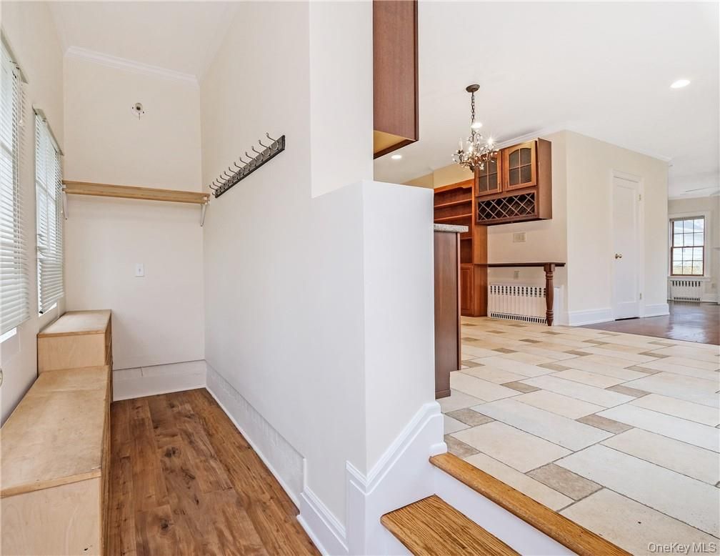 Chandelier, Empty room, Interior, Recessed Lighting, Wood Texture Flooring