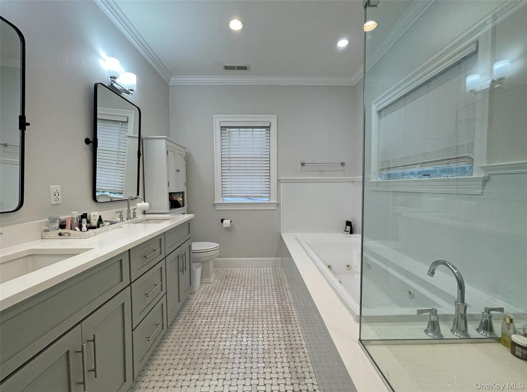 Bathroom, Dual Sink Vanities, Glass Shower, Interior, Recessed Lighting