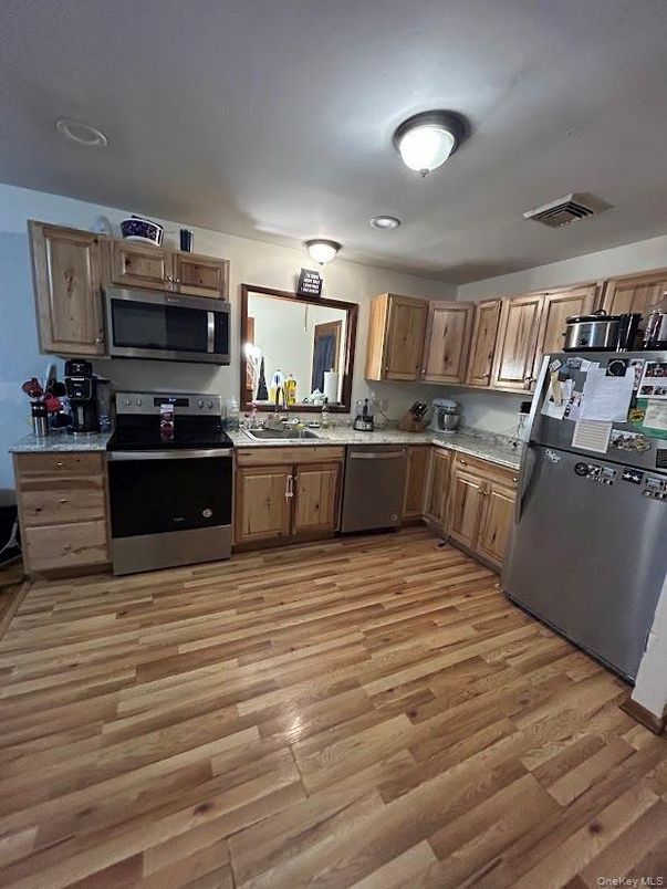 Interior, Kitchen, Stainless Steel Appliances, Wood Texture Flooring