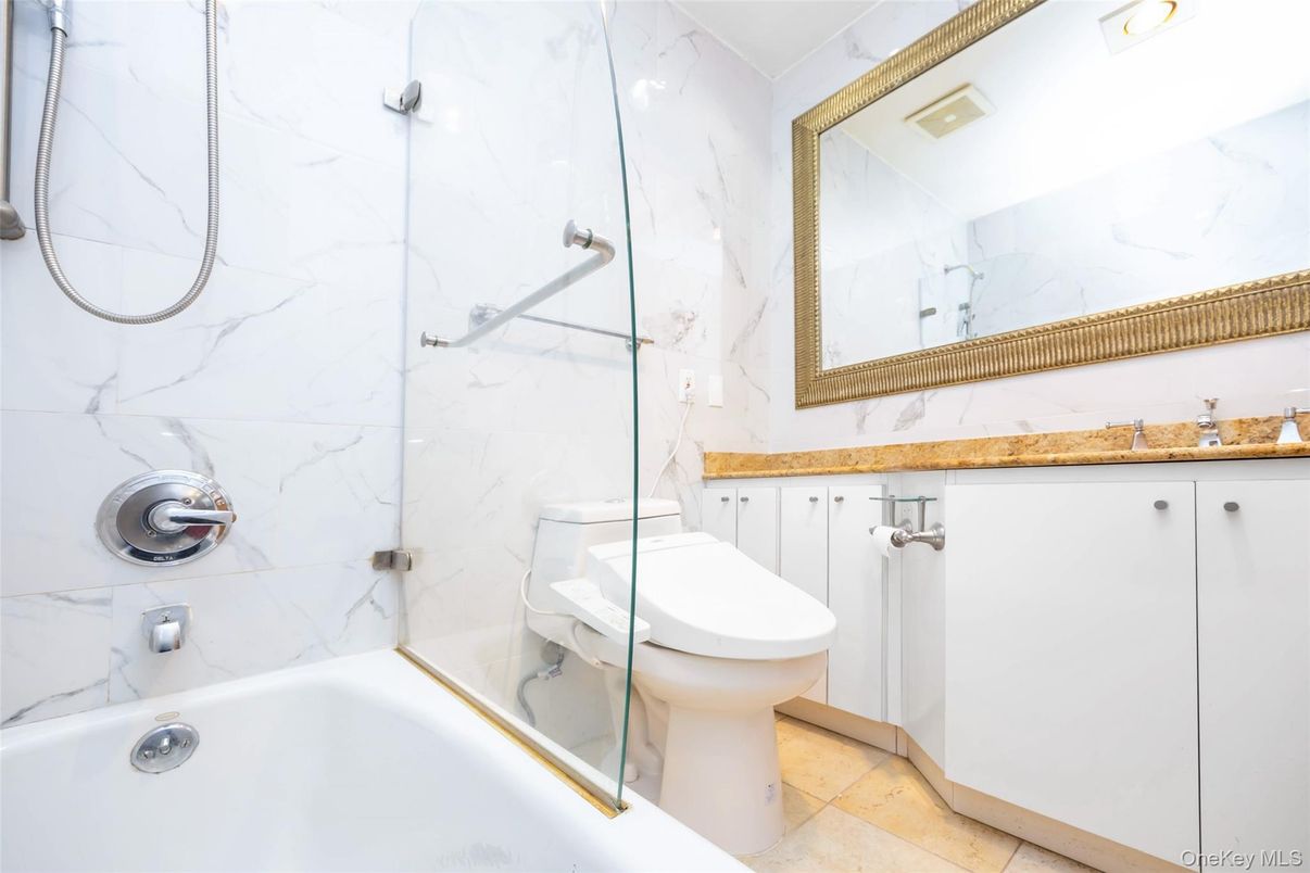 Bathroom, Glass Shower, Interior, Marble Walls