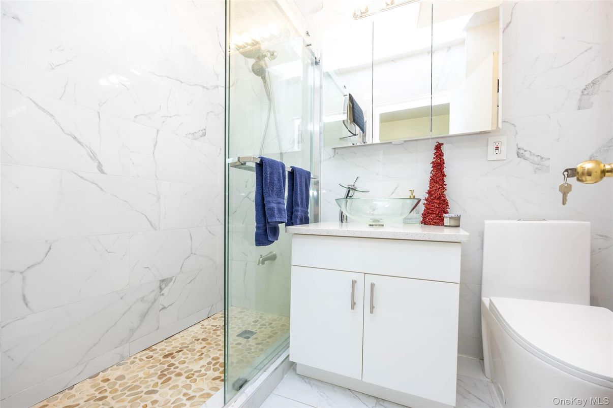 Bathroom, Glass Shower, Interior, Marble Walls