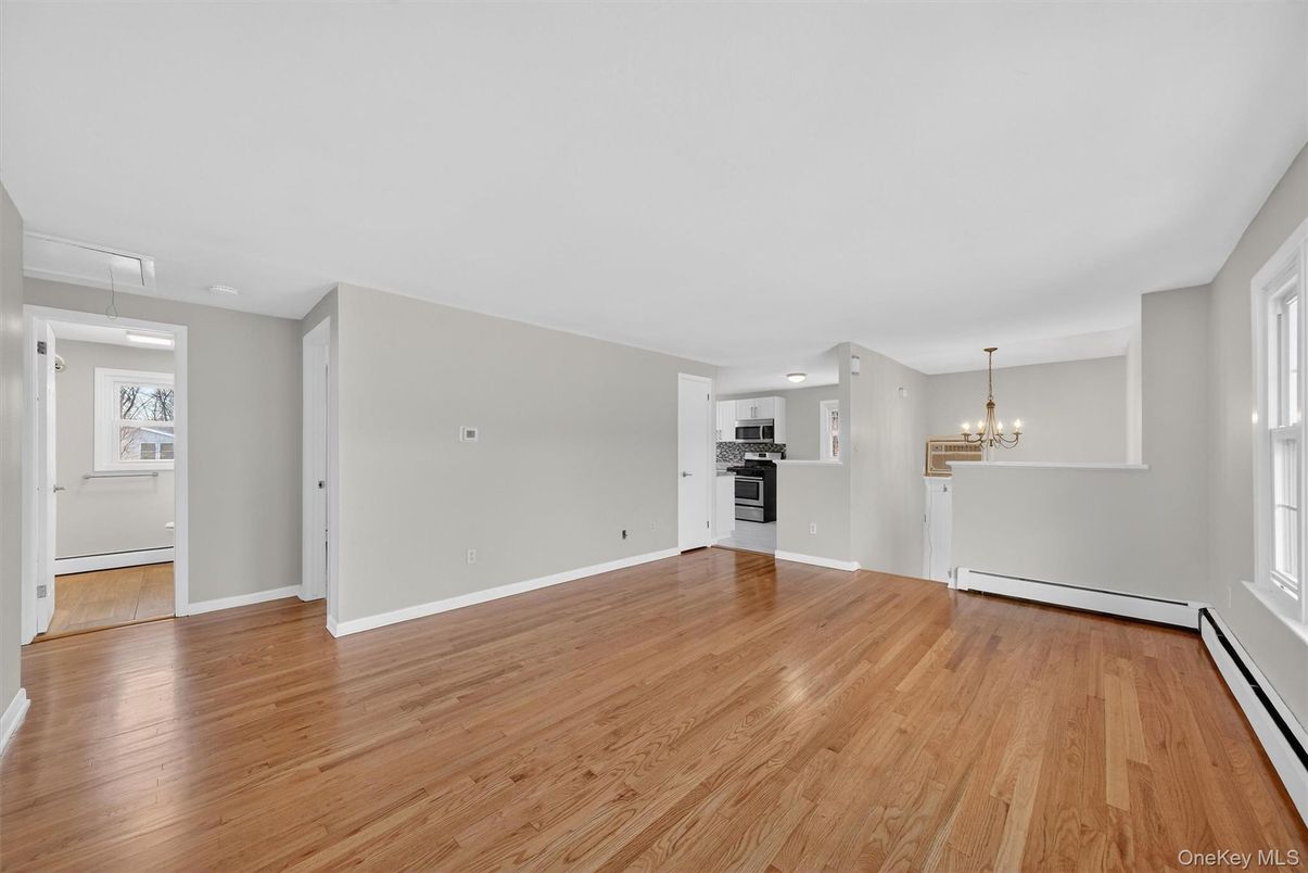 Chandelier, Empty room, Interior, Kitchen, Wood Texture Flooring