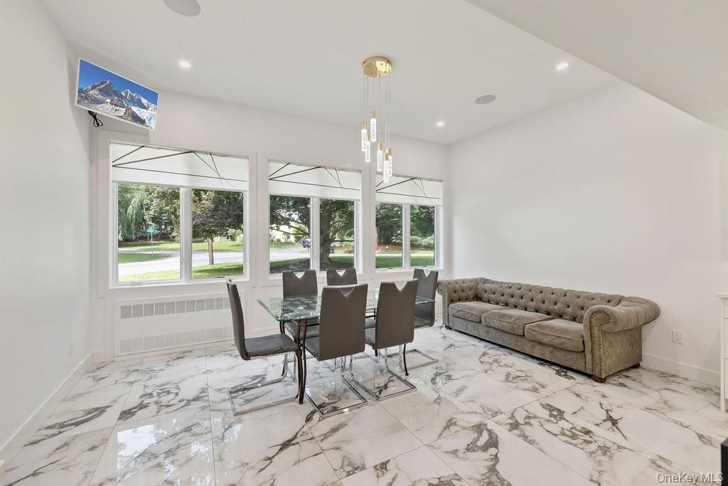 Dining room, Interior, Marble, Pendant Lights, Recessed Lighting