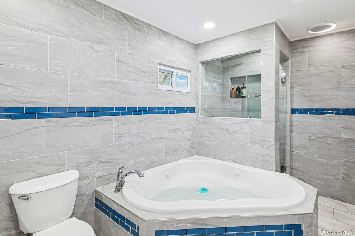 Bathroom, Glass Shower, Interior, Marble Walls, Recessed Lighting