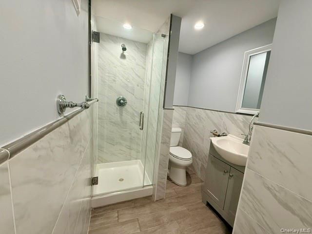 Bathroom, Glass Shower, Interior, Marble Walls, Recessed Lighting