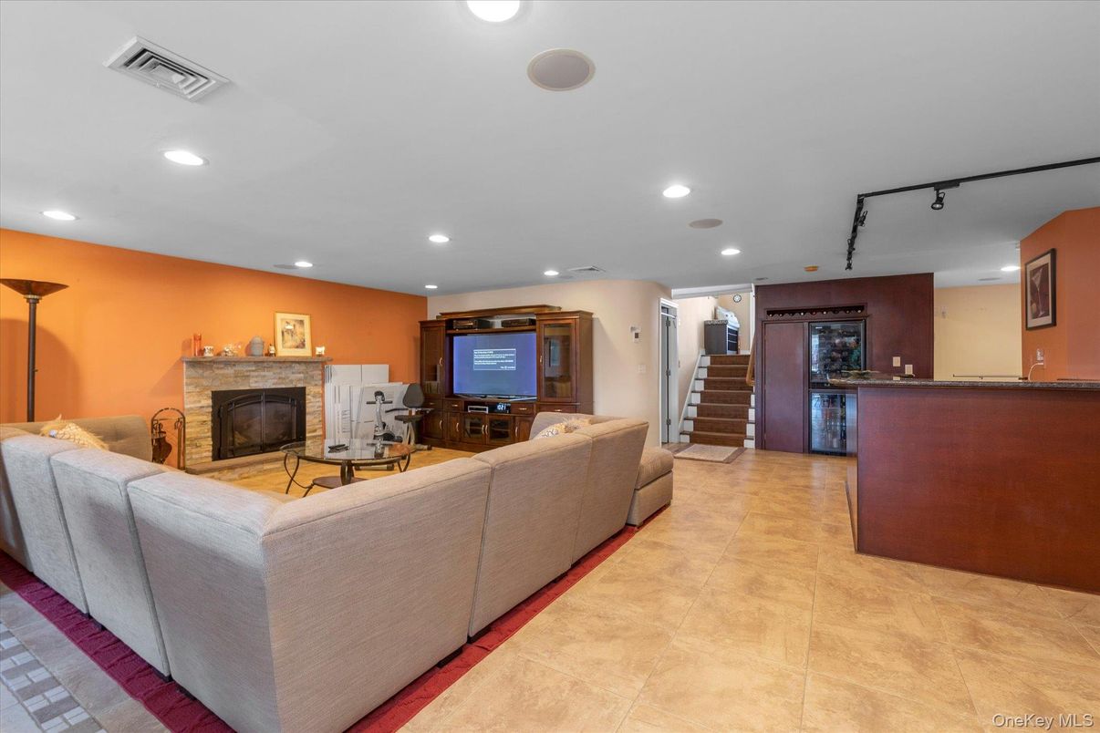 Fireplace, Interior, Living room, Recessed Lighting