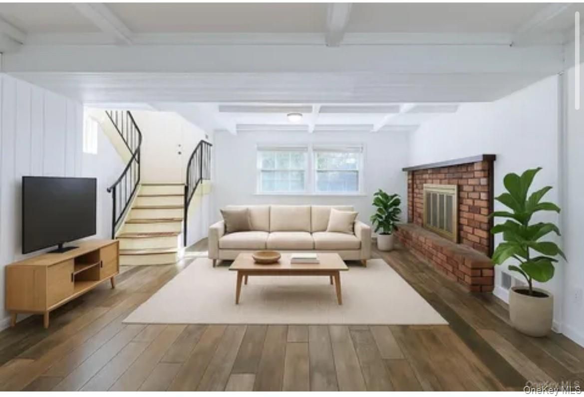 Fireplace, Interior, Living room, Stone Walls, Wood Texture Flooring