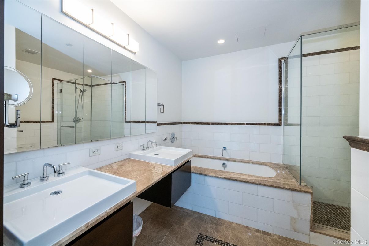 Bathroom, Dual Sink Vanities, Glass Shower, Interior, Recessed Lighting