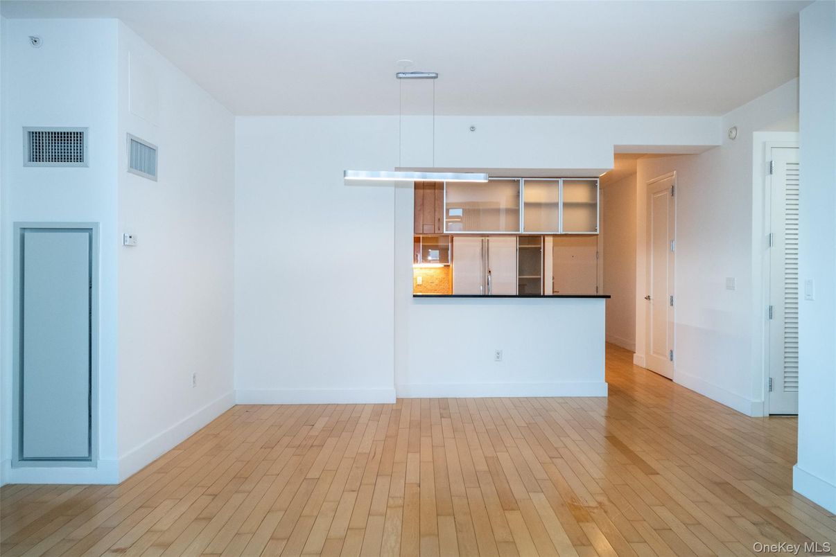 Empty room, Interior, Pendant Lights, Wood Texture Flooring