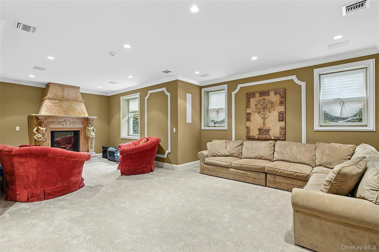 Fireplace, Interior, Living room, Recessed Lighting