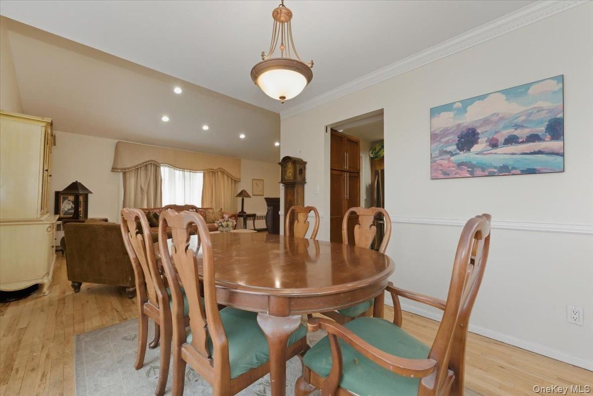 Dining room, Interior, Recessed Lighting, Wood Texture Flooring