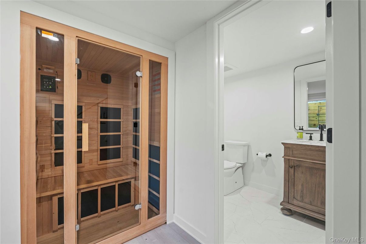 Bathroom, Interior, Marble, Recessed Lighting, Sauna Room