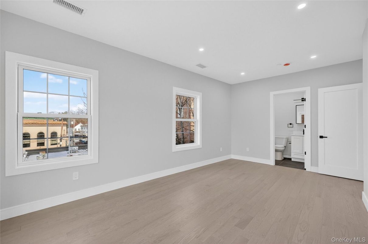 Bathroom, Empty room, Interior, Recessed Lighting, Wood Texture Flooring