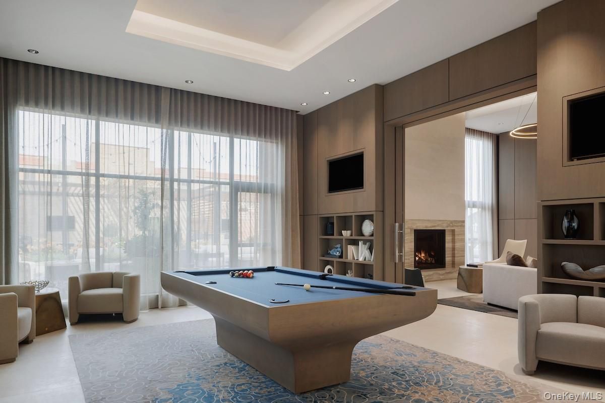 Billiard Table, Fireplace, Game Room, Interior, Living room, Recessed Lighting