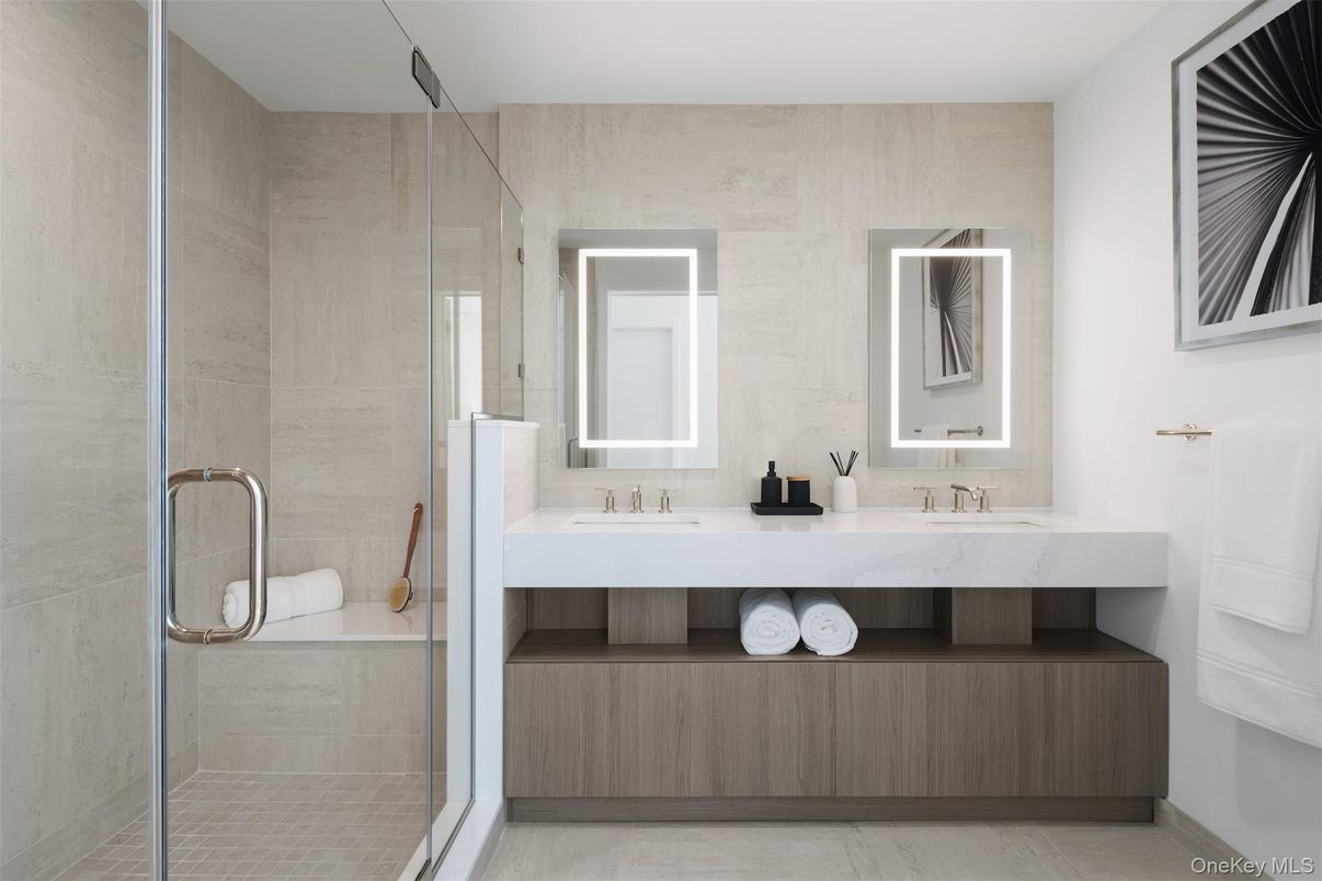 Bathroom, Dual Sink Vanities, Glass Shower, Interior