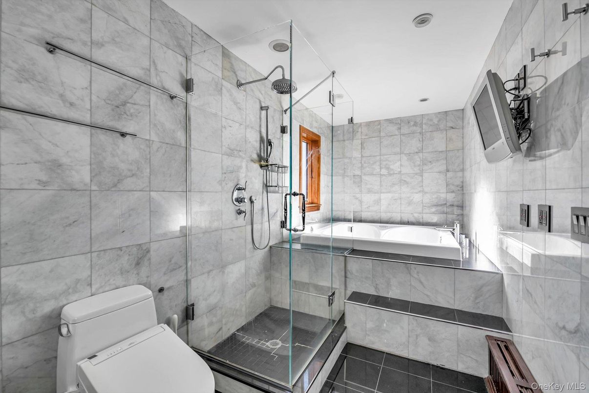 Bathroom, Glass Shower, Interior, Marble Walls