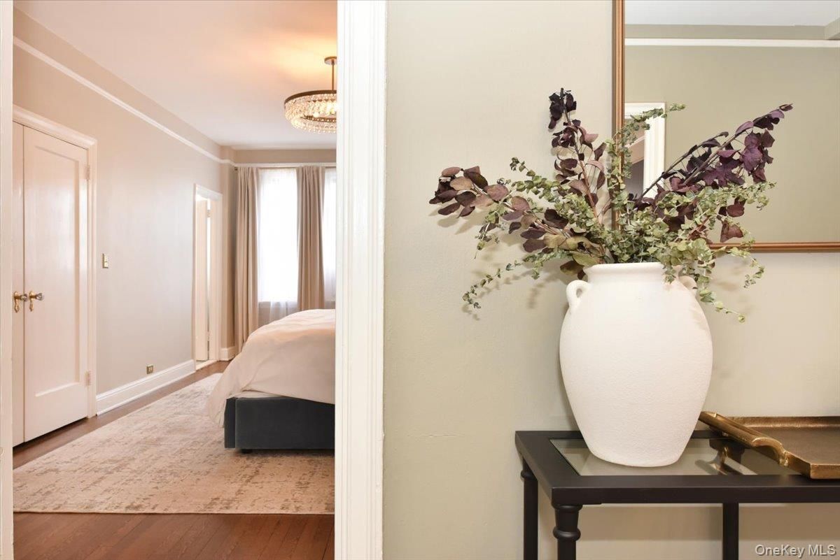 Bedroom, Chandelier, Interior, Wood Texture Flooring