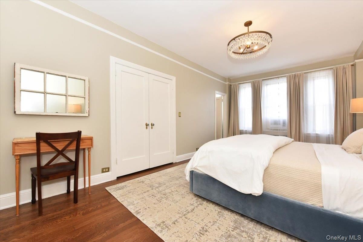 Bedroom, Chandelier, Interior, Wood Texture Flooring