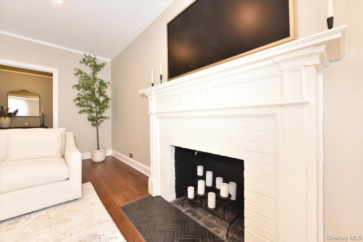 Fireplace, Interior, Recessed Lighting, Wood Texture Flooring