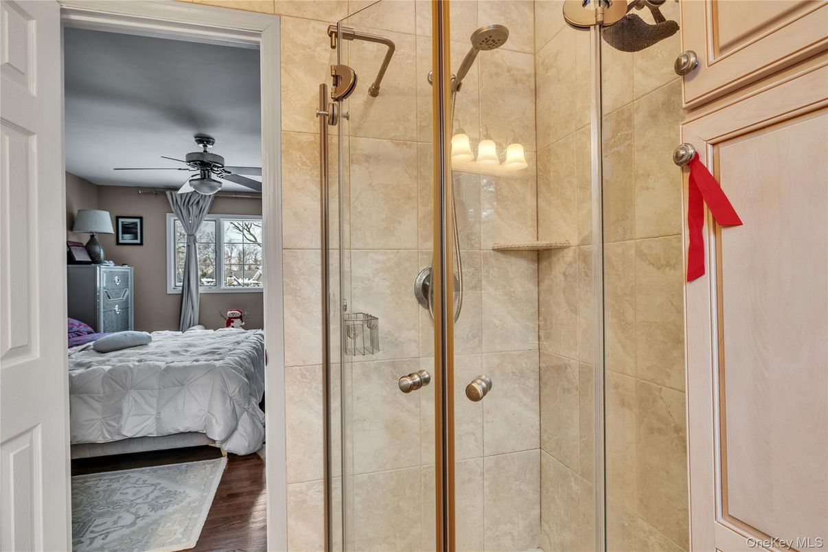 Bathroom, Bedroom, Glass Shower, Interior, Wood Texture Flooring