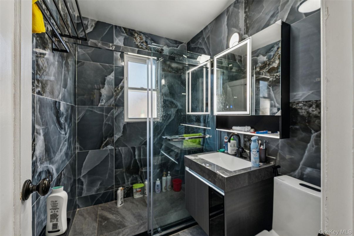 Bathroom, Glass Shower, Interior, Marble Walls