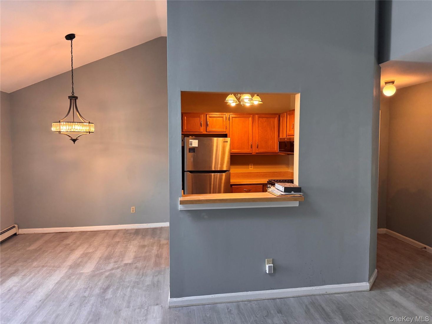 Interior, Kitchen, Pendant Lights, Stainless Steel Appliances, Wood Texture Flooring