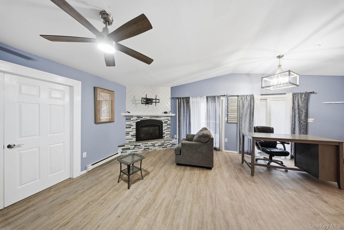 Fireplace, Home Office, Interior, Wood Texture Flooring