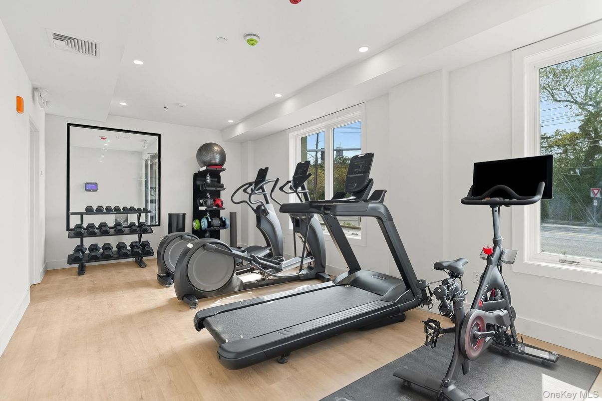 Fitness Equipment, Interior, Recessed Lighting, Wood Texture Flooring