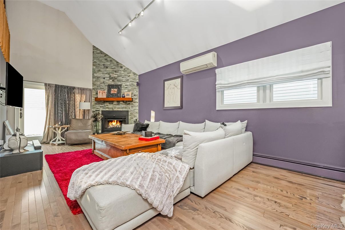 Fireplace, Interior, Living room, Stone Walls, Wood Texture Flooring