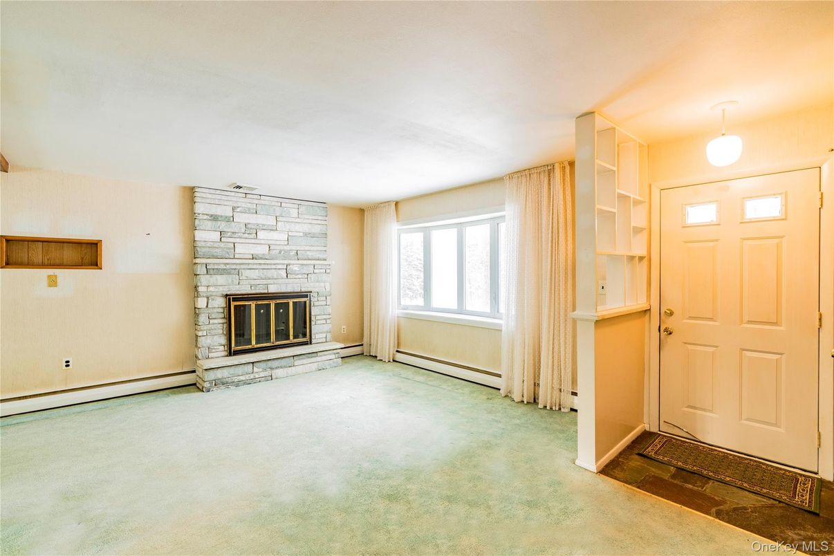 Empty room, Fireplace, Interior, Pendant Lights